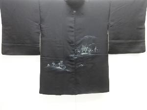 遠山に樹木模様織り出し一つ紋絵羽織